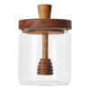 Glass Honey Jar with Dipper and Wooden Lid