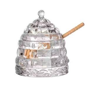 Glass Honey Jar with Lid and Container