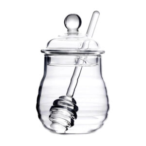 Clear Glass Honeycomb Storage Jar Container