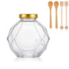 Honey Pot with Dipper Spoon and Metal Lid