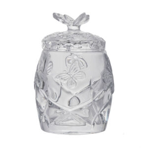Clear Glass Honey Jar with Dipper and Lid