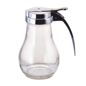 Glass Honey & Syrup Dispenser, 14 oz with Metal Cover
