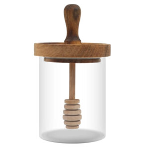 Glass Honey Jar with Wooden Dipper, 13.5 oz